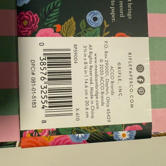Rifle Paper Co. For Cambridge Spiral Notepad Garden Party 5.75"x8" - Picture 3 of 3